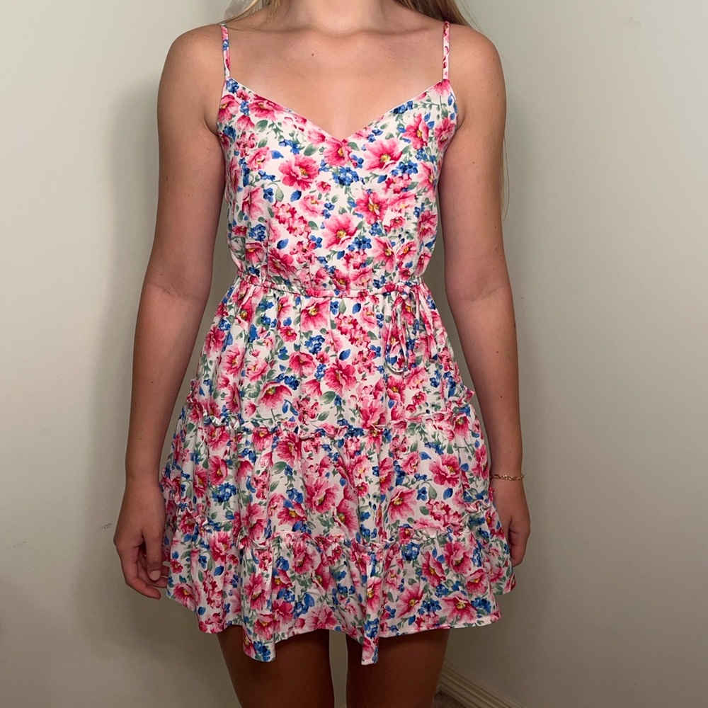 City Studio Pink and Blue Floral Mini Dress
